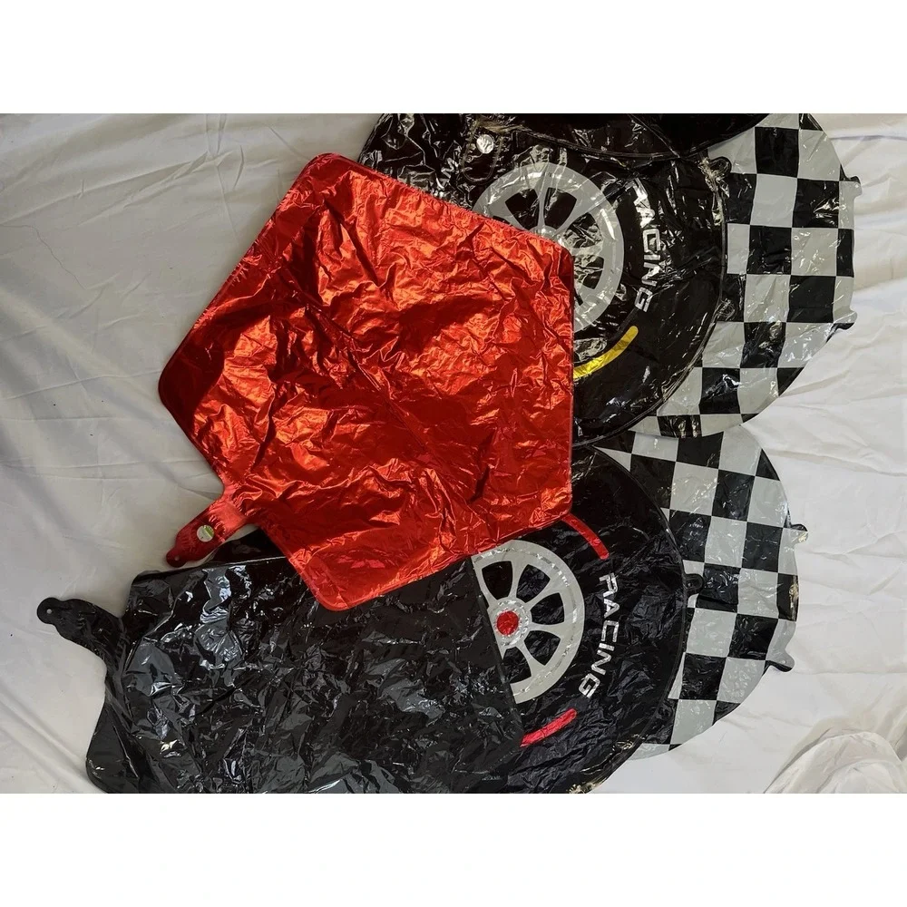 Race Car Tire Balloons Black White‎ Checkered Decor
